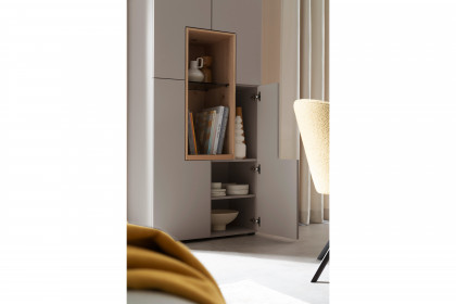 Credenza-living von SCHÖNER WOHNEN - Vitrine S659 grau/ Wildeiche