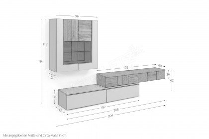 V/lacera living von Voglauer - Wohnwand in Lack taupe und geölte Wildeiche