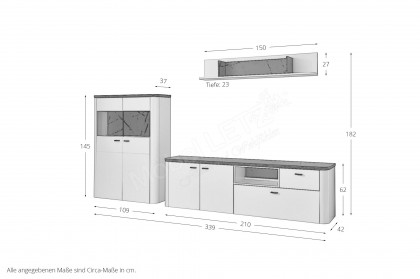 Wave-living von IDEAL Möbel - Wohnwand in Weiß und Marmor