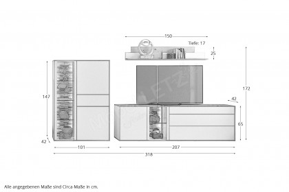 Faro-living von Mäusbacher - Wohnwand in Weiß/ Artisan Eiche