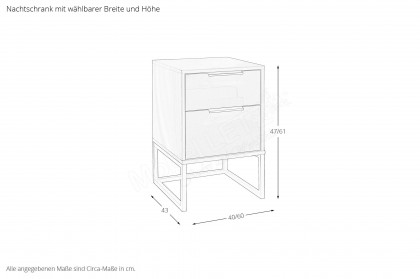 Dubai von Wiemann - Nachtkommode grau in Boxspringhöhe