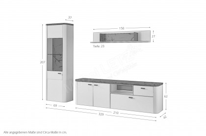 Wave-living von IDEAL Möbel - Wohnwand weiß/ Marmor
