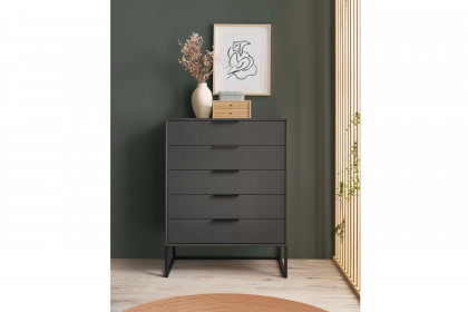 Dubai von Wiemann - Kommode graphit mit 5 Schubladen