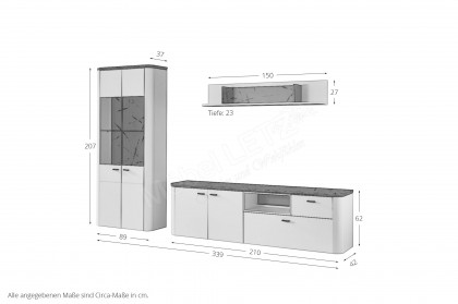 Wave-living von IDEAL Möbel - Wohnwand in Weiß mit Marmoroptik