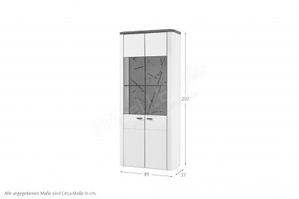 Wave-living von IDEAL Möbel - Vitrine in Weiß mit Oberbodenbeleuchtung