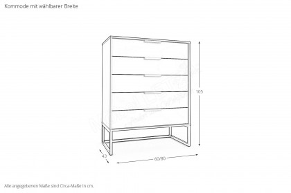 Dubai von Wiemann - Schubladenkommode kieselgrau mit Kufe