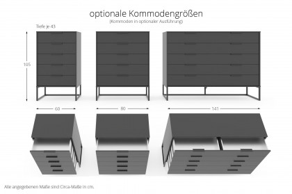 Dubai von Wiemann - Schubladenkommode kieselgrau mit Kufe