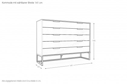 Dubai von Wiemann - Schubladenkommode kieselgrau mit Kufe