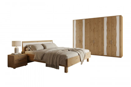 Incasa Albero von Decker - Wildeiche Schlafzimmermöbel mit weißen Glaseinsätzen