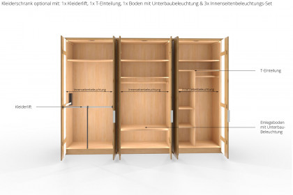 Incasa Albero von Decker - Wildeiche Schlafzimmermöbel mit weißen Glaseinsätzen