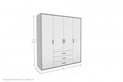 Achat Komfort von Priess - 3-teiliges Schlafzimmerset weiß/ Artisan-Eiche