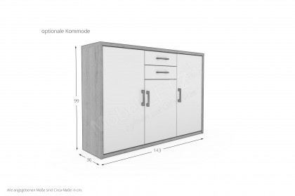 Achat Komfort von Priess - 3-teiliges Schlafzimmerset weiß/ Artisan-Eiche