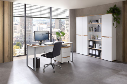 Memphis-Office von Innostyle - Büromöbelset in Weiß mit Kantenabsetzung