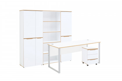 Memphis-Office von Innostyle - Büromöbelset in Weiß mit Kantenabsetzung