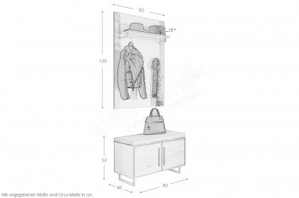 Kai von Elfo Möbel - Garderobenset in Eiche bianco/ kreidefarben