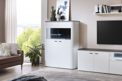 Wave-living von IDEAL Möbel - Highboard weiß/ Marmor