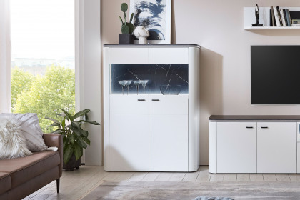 Wave-living von IDEAL Möbel - Highboard weiß/ Marmor