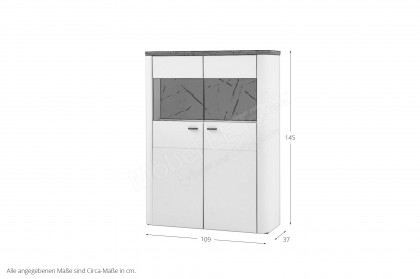 Wave-living von IDEAL Möbel - Highboard weiß/ Marmor