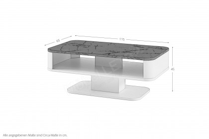 Wave-living von IDEAL Möbel - Couchtisch weiß mit Tischplatte in Marmoroptik