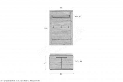 Lola-Foyer von Elfo Möbel - Garderobenset in Eiche geölt