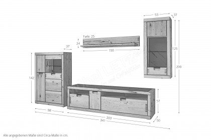 Esberg von IDEAL Möbel - Wohnwand Eiche/ Schieferoptik