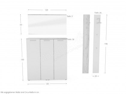 Faro-Foyer von Wittenbreder - Garderobenset in Wildbuche/ Lack Beige