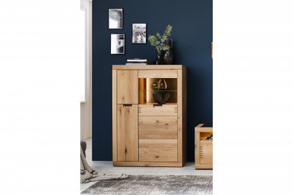 Esberg von IDEAL Möbel - Highboard in Eiche mit Schieferrückwand