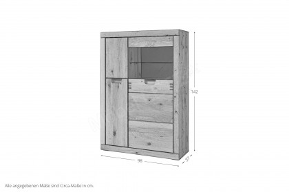 Esberg von IDEAL Möbel - Highboard in Eiche mit Schieferrückwand