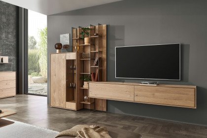 Vala von Hartmann - Wohnwand V22 aus massiver Kerneiche natur/ Parsolglas