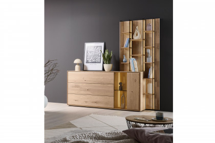 Vala von Hartmann - Sideboard aus massiver Kerneiche/ Parsolglas