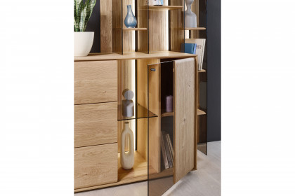 Vala von Hartmann - Sideboard aus massiver Kerneiche/ Parsolglas