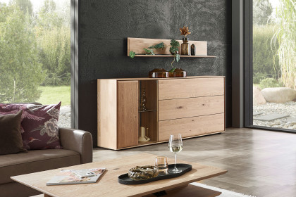 Vala von Hartmann - Sideboard aus massiver Kerneiche/ Parsolglas bronze