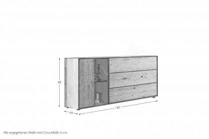 Vala von Hartmann - Sideboard aus massiver Kerneiche/ Parsolglas bronze