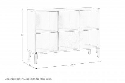 Jonte von Paidi - breites Standregal mit 6 Fächern beige - Füße Buche massiv