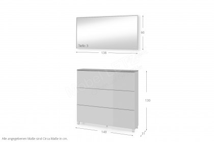 Vortina von Voss - Garderobenset Glas Sahara/ Balkeneiche Furnier