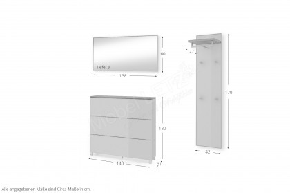 Vortina von Voss - Garderobenset Glas Sahara & Balkeneiche