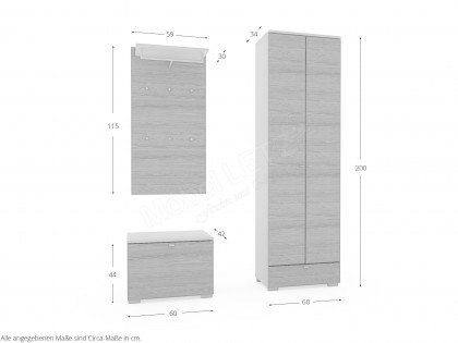 Multi-Color UNA von Wittenbreder - Garderobenset in Eiche und Grau