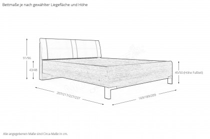 Malta von Wiemann - Bett 160x200 cm Eiche teilmassiv mit Polsterkopfteil