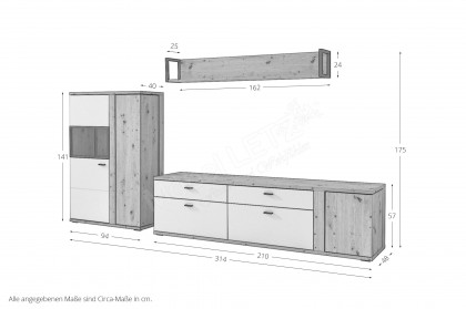 Modica von IDEAL Möbel - Wohnwand Eiche Artisan/ modern white