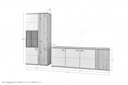 Modica von IDEAL Möbel - Wohnwand Eiche und Modern white