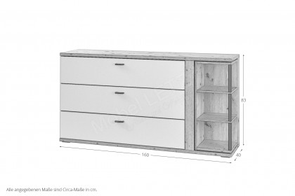 Modica von IDEAL Möbel - Sideboard Eiche Artisan/ modern white