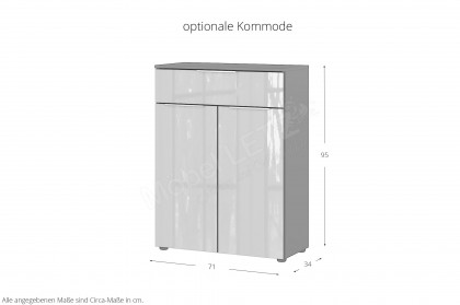 GW-Vasio von Germania - Kommode mit Glasfront in Silbergrau