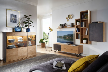 Selecto von Schösswender - Wohnwand SE 35 Wildeiche/ Beton dunkel