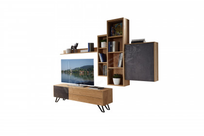 Selecto von Schösswender - Wohnwand SE 35 Wildeiche/ Beton dunkel