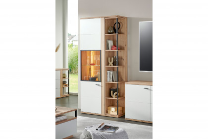 Modica von IDEAL Möbel - Vitrine Eiche/ weiß mit Drehregal