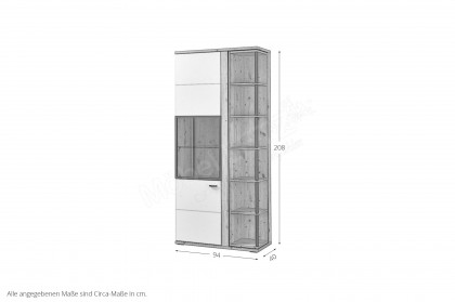 Modica von IDEAL Möbel - Vitrine Eiche/ weiß mit Drehregal