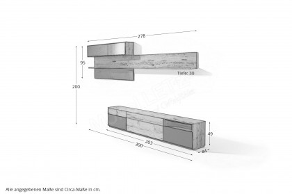Selecto von Schösswender - Wohnwand SE 19 Wildeiche/ Schiefer