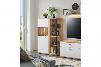 Modica von IDEAL Möbel - Highboard Eiche/ weiß mit Drehregal