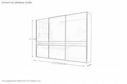 Kopenhagen von Wiemann - Kleiderschrank Glas kieselgrau - Glas havanna