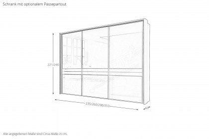 Kopenhagen von Wiemann - Kleiderschrank Glas kieselgrau - Glas havanna